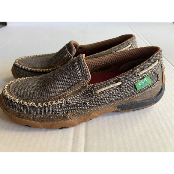 Twisted X Shoes - TWISTED X Womens ECO TWX Slip-on Driving Dust Moccasins 6.5 Tan Canvas (WDMS009)